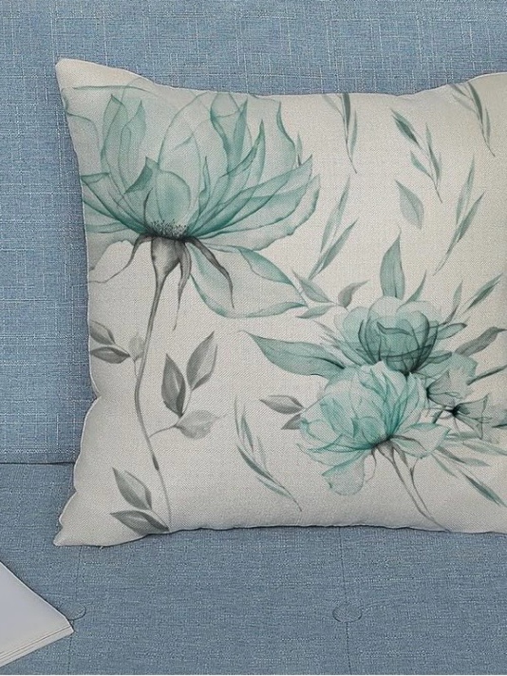 Floral Watercolor Throw Pillow in Teal